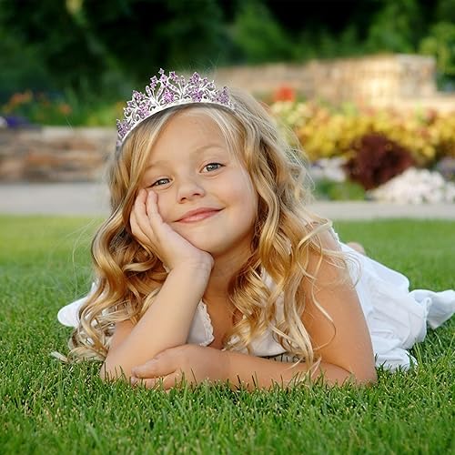 Miniatura 5 de Vovii Tiaras para niñas, coronas para niñas pequeñas, diadema de cumpleaños, concurso de belleza, cosplay, graduación, corona de princesa