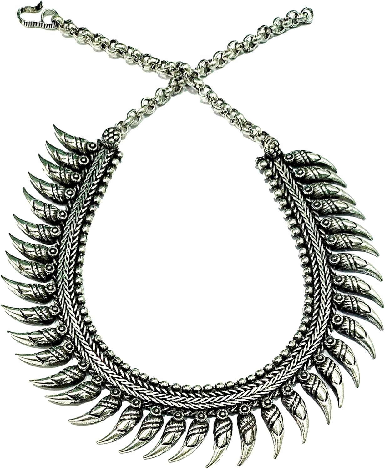 athizay Collar Necklaces Indian Hasli Ethnic silver Jewelry oxidised for women traditional Jewellery antique texture Metal Necklace