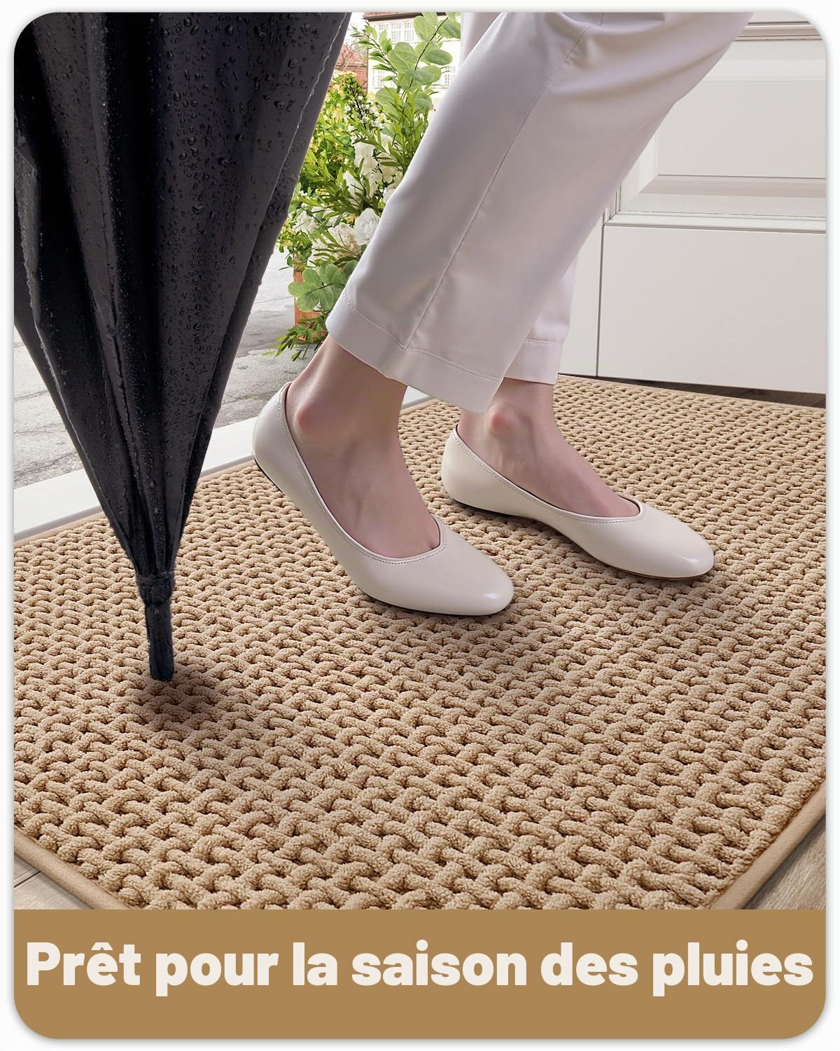 COLOR&GEOMETRY Paillasson Intérieur Entrée 80x120 cm, Tapis d’Entrée Doux Absorbant Antidérapant pour Hall d’Entrée, Couloir, Convient aux Chiens, Beige