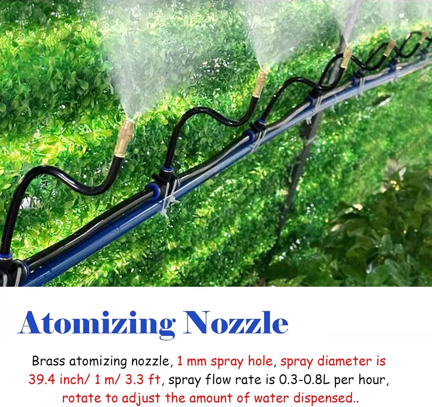 360°Adjustable Plant Watering System, Outdoor Misting Cooling System for Construction Site/Farm/Factory, Automatic Irrigation Equipment(787inch/20m/65.6ft)