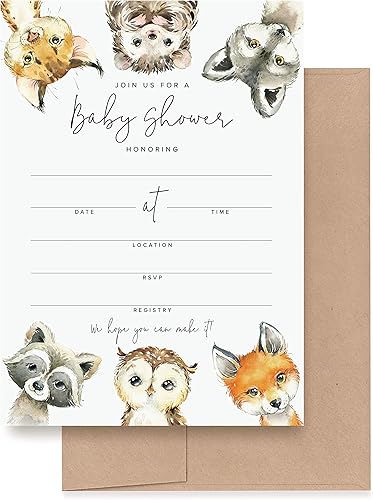 Miniatura 7 de Bliss Collections Invitaciones para baby shower con sobres, "Oh Baby" Boho Floral, invitaciones para baby showers y fiestas, tarjetas de una sola