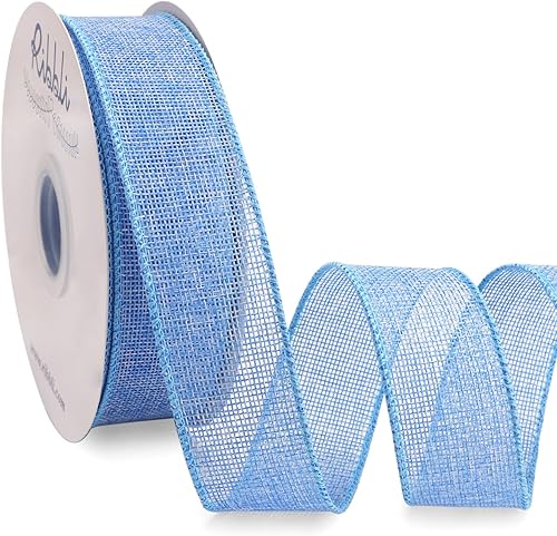 Miniatura 15 de Ribbli - Cinta de arpillera blanca con alambre, 1 pulgada x 20 yardas continuas, cinta blanca con alambre para coronas, arcos grandes, decoración