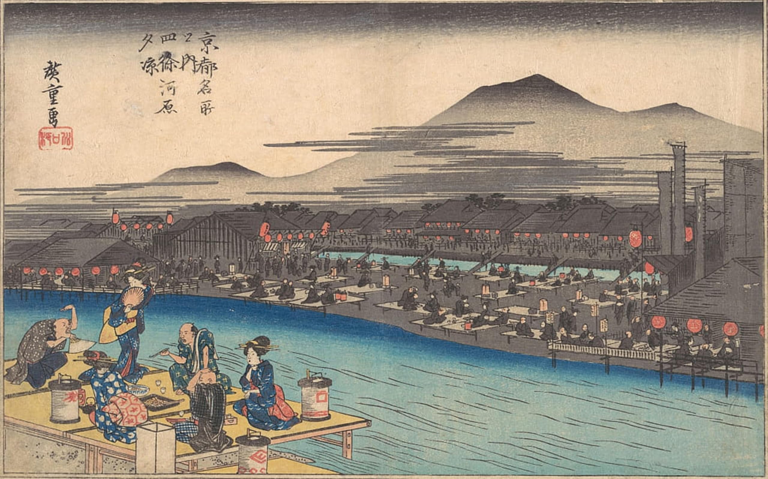 Serendipitp No Frame Retro Picture Poster Wall Art Pictures Painting Cooling Off In The Evening At Shijogawara By Ando Hiroshige Wall Art Canvas Print For Wall Decor 60X90cm