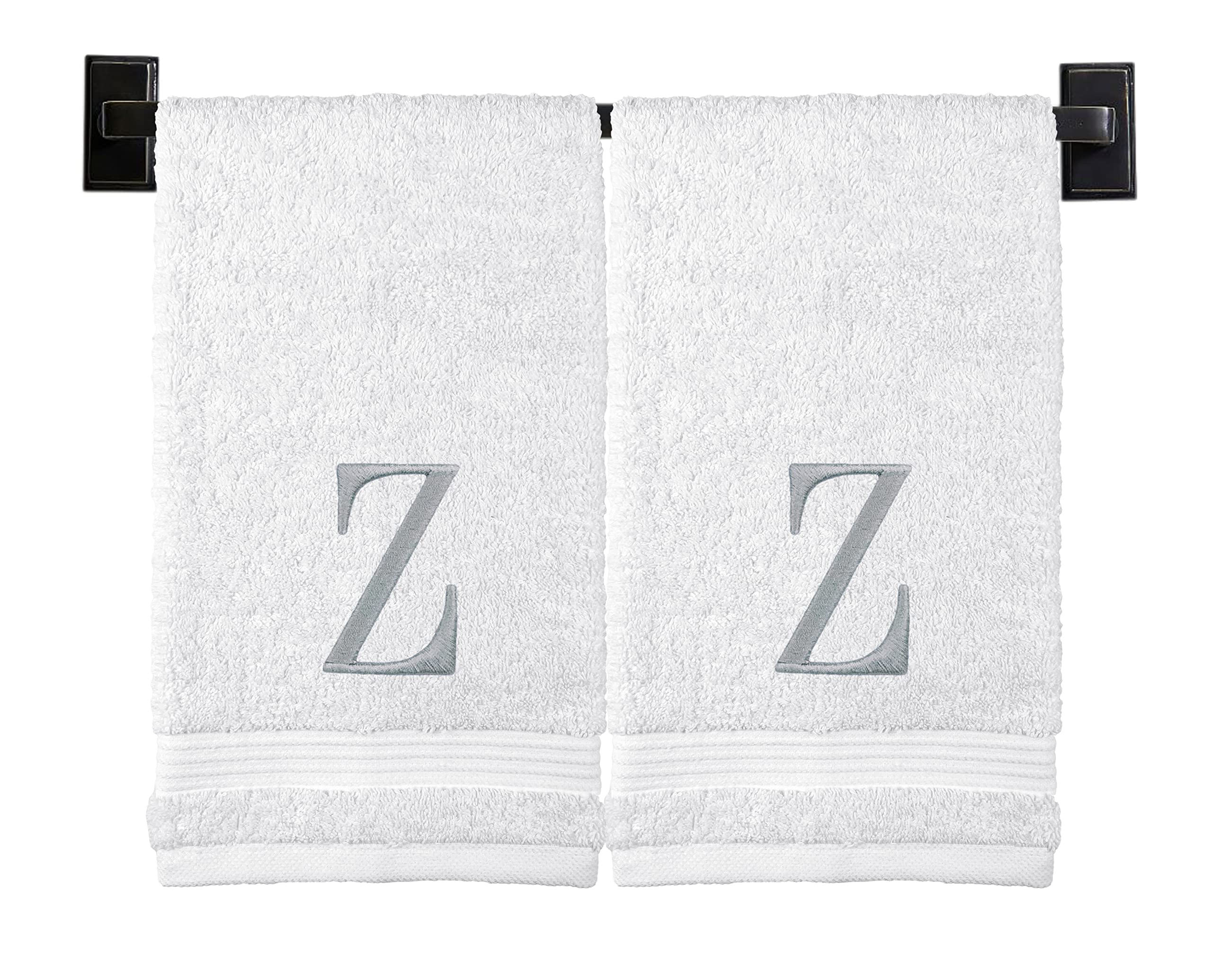 Custom Luxury Towels Monogrammed Hand Towels for Bathroom | Luxury Turkish Cotton | Embroidered in USA | Set of 2 | Choose Set Color and Monogram