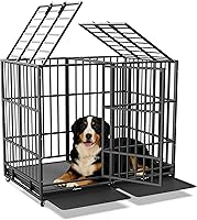 Vista 8 de Jaula para perros indestructible de alta resistencia de 60 pulgadas con bandejas extraíbles, puerta doble a prueba de fugas para perros de alta