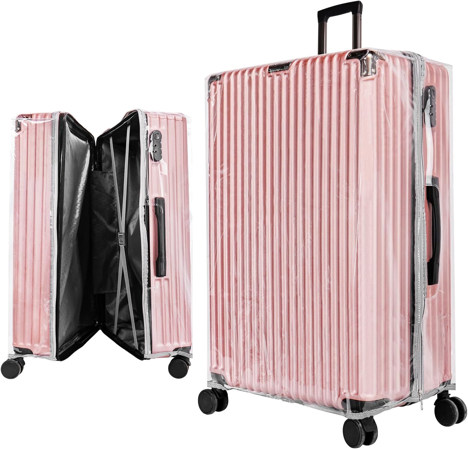 Clear PVC Suitcase Cover Protectors 24 28 30 Inch Luggage Cover for Suitcase, Conventional Luggage Protectors & Update Suitcase Zipper Covers