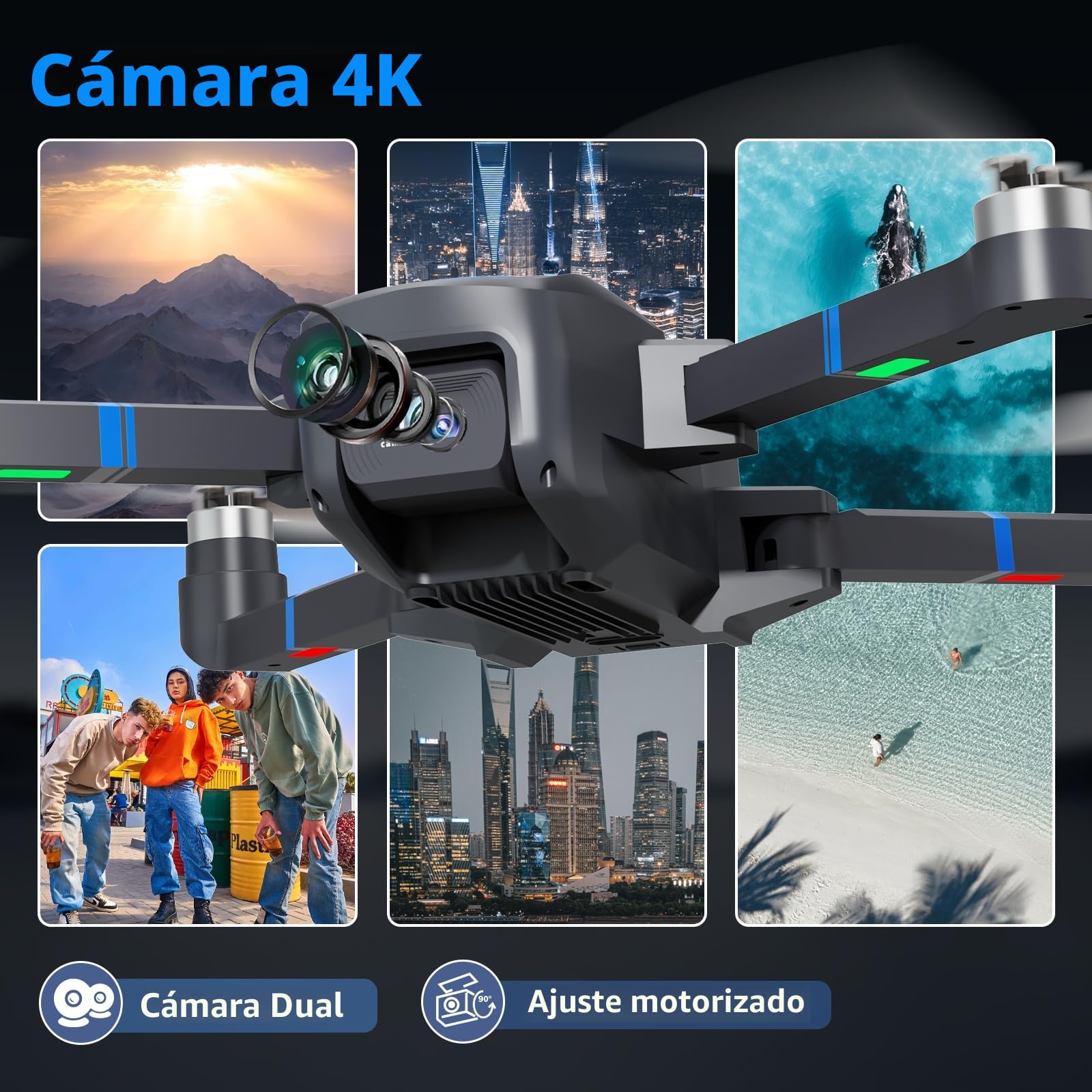 Toladrone Brushless Motor Dron para Principiantes, TL16 Mini Drone con Cámara 4K RC Plegable Quadcopter para Adultos, Drones con Modo sin Cabeza 360° Flip Mantener Altitud, Azul