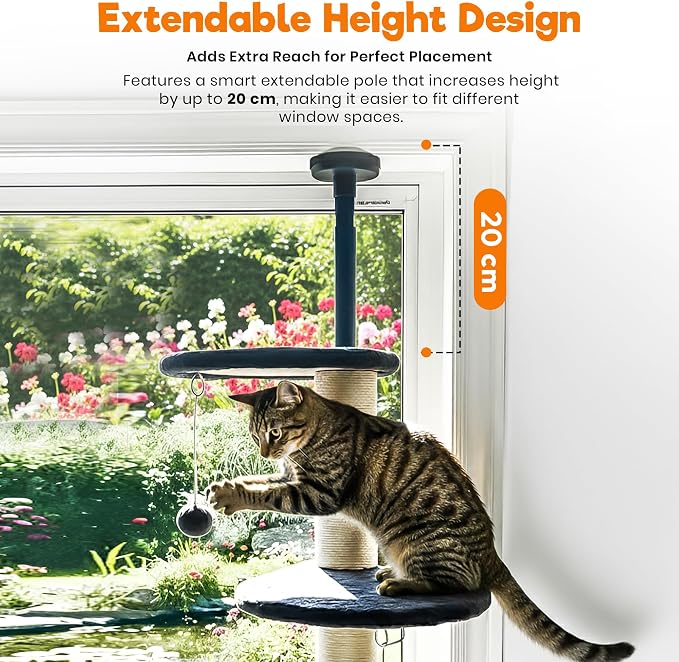 Árbol para Gatos Ajustable para Ventana 89.5-105.5 cm miniatura 3