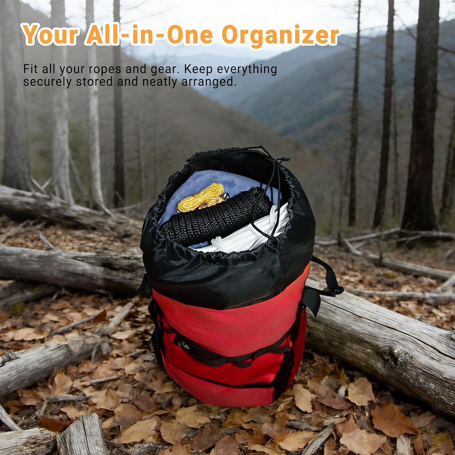 Rock Climbing Rope Storage Bag - Large Capacity Tree Rope Storage Backpack, Waterproof Oxford Outdoor Climbing Rope Bag With Adjustable Shoulder Straps - Red