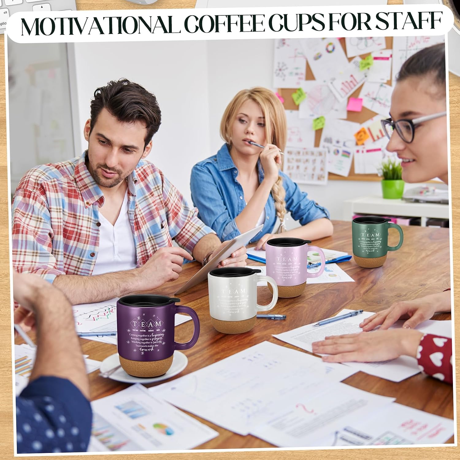 Didaey Team Appreciation Gifts for Employees Teacher Thank You Cup Bulk Motivational Coffee Mugs with Cork Bottom Team Gift for Staff Nurse Mothers Day Coworker Volunteer(Morandi,6 Pcs)