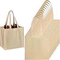 Hoolerry 12-Pack 6-Bottle Wine Carriers with Dividers - Reusable Washable Non-Woven Tote Bags for Travel, Picnics, Camping & Gifts