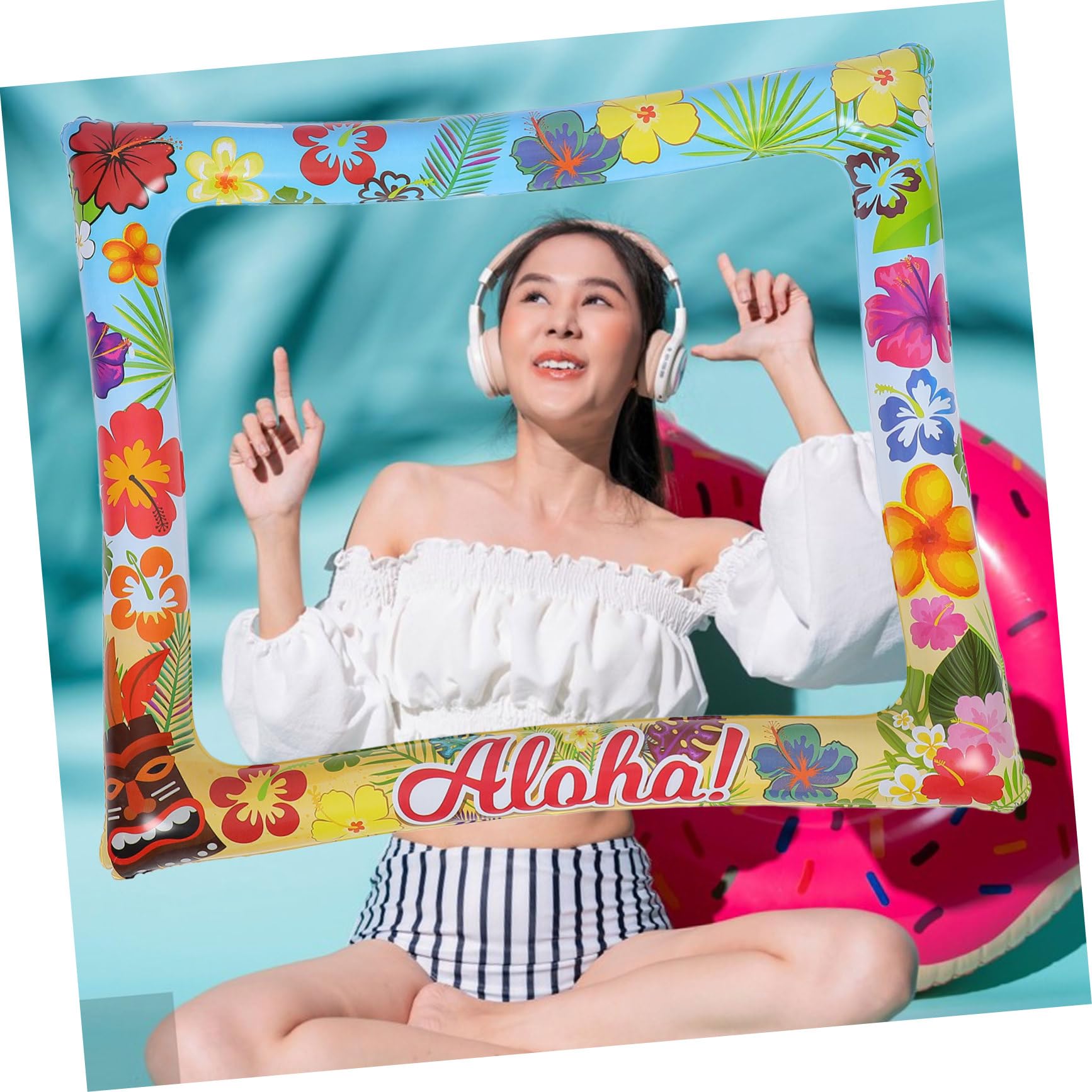 POPETPOP 5 Pièces Cadre photo gonflable été accessoires de photomaton luau faire le cadre photo Cadre photo original Décoration pour réseaux sociaux articles de fête décor de fête