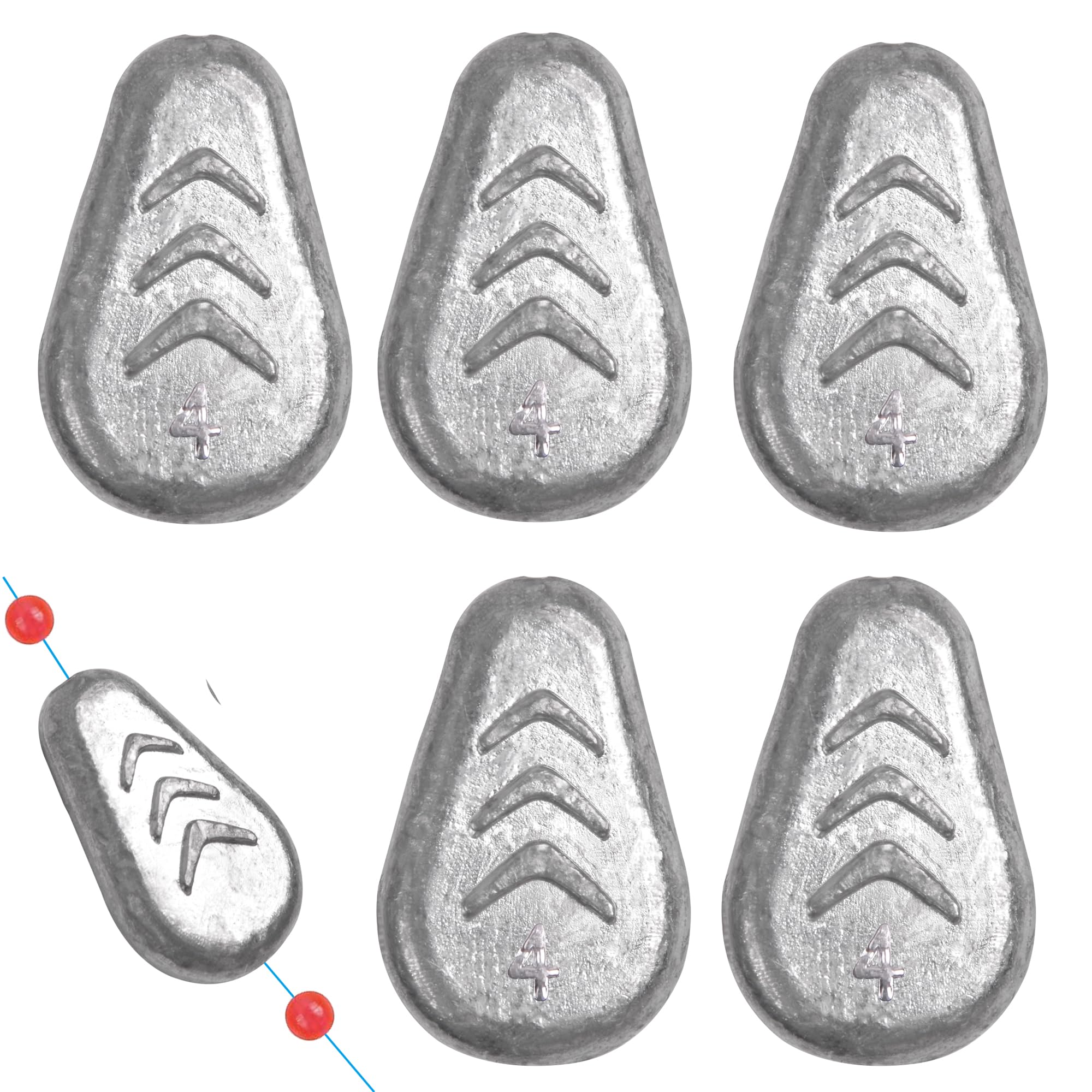 No Roll Sinker Fishing Weights No Snag Flat Inline Sinker Weights Slip Sinkers Weights for Surf Fishing Catfish Rigs Saltwater Freshwater