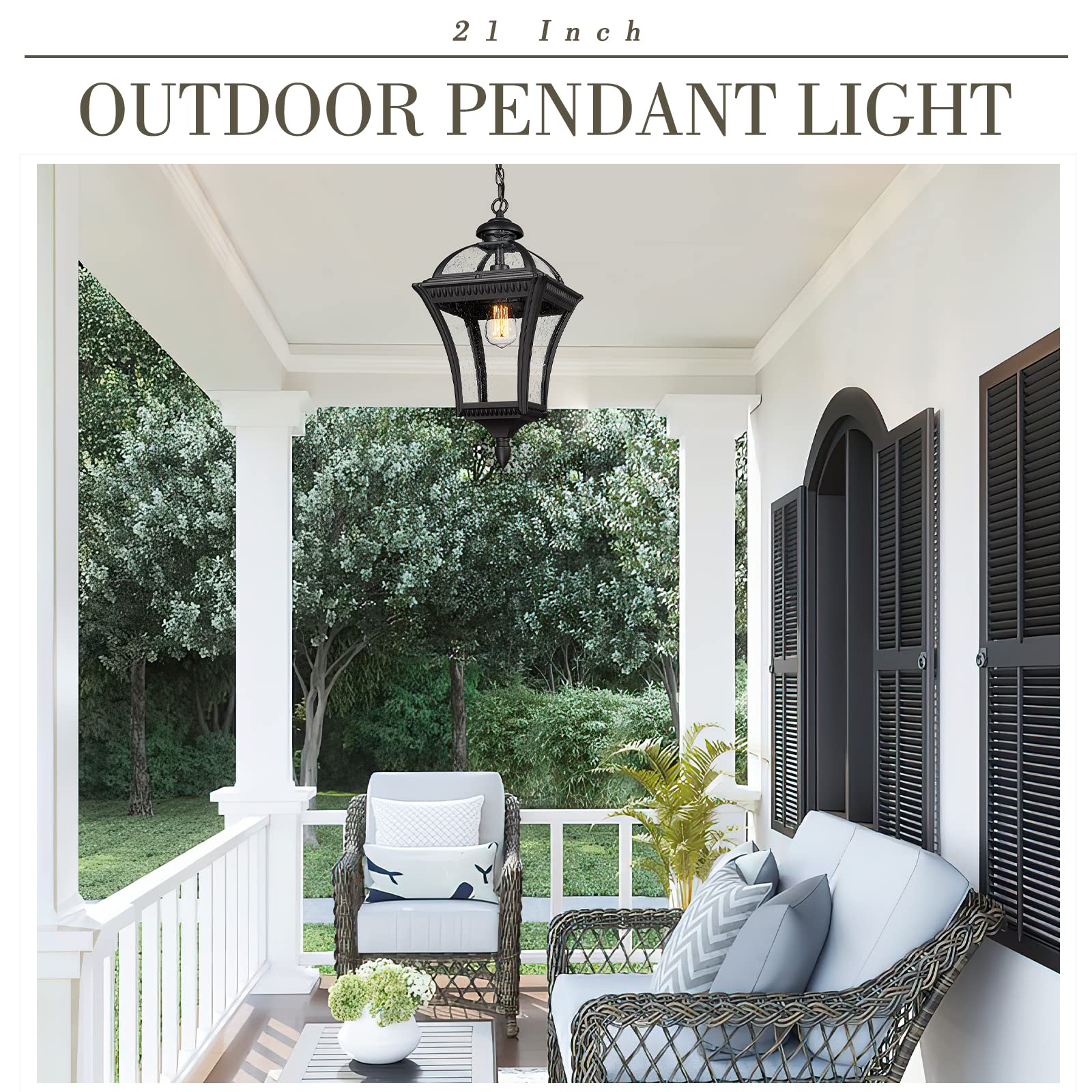 ✨ jj0730kh✨ zeyu Farmhouse Outdoor Ceiling Hanging Light, 12 Inch