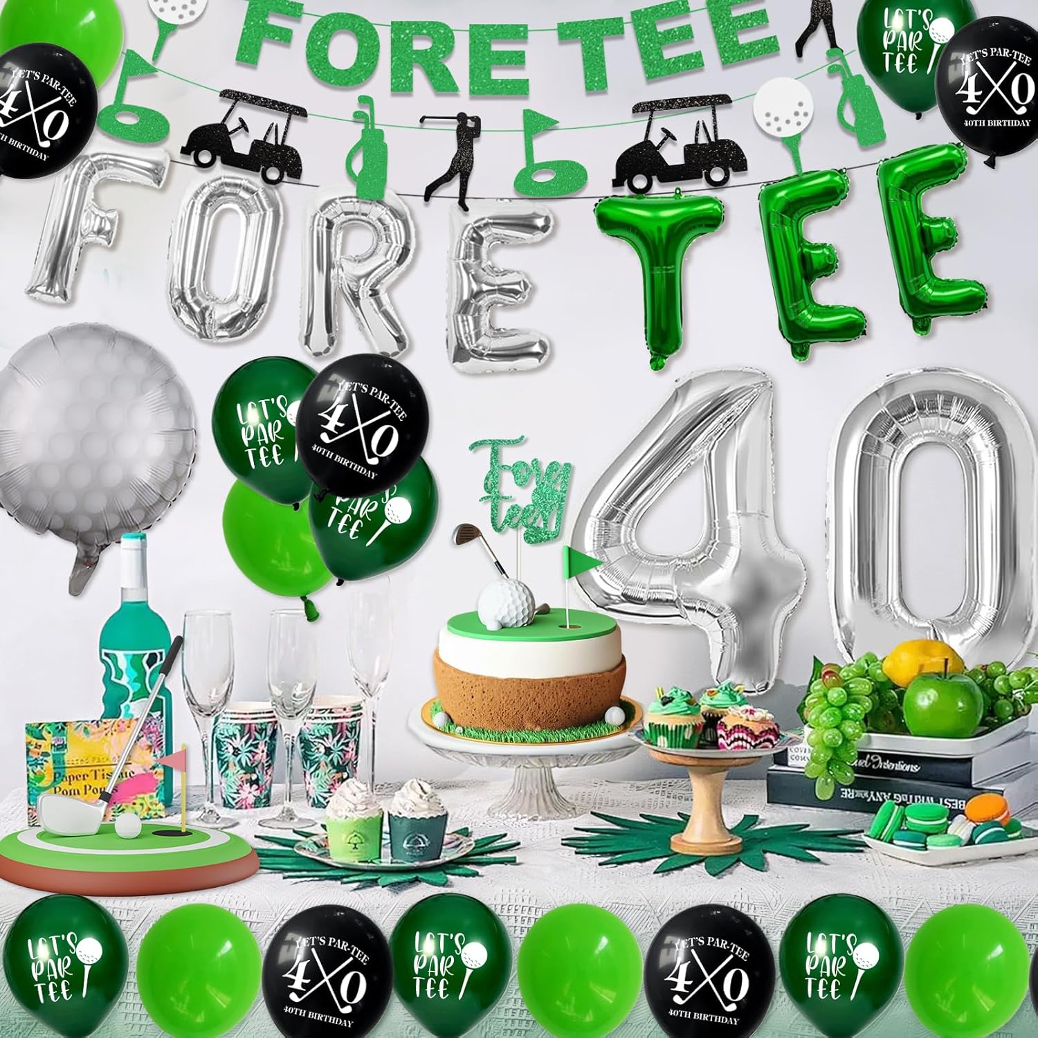 40th Birthday Decorations for Men, Golf Themed Happy 40th Birthday Party Decorations Balloons Numbers Banner Accessories Gifts for Men - Image 6