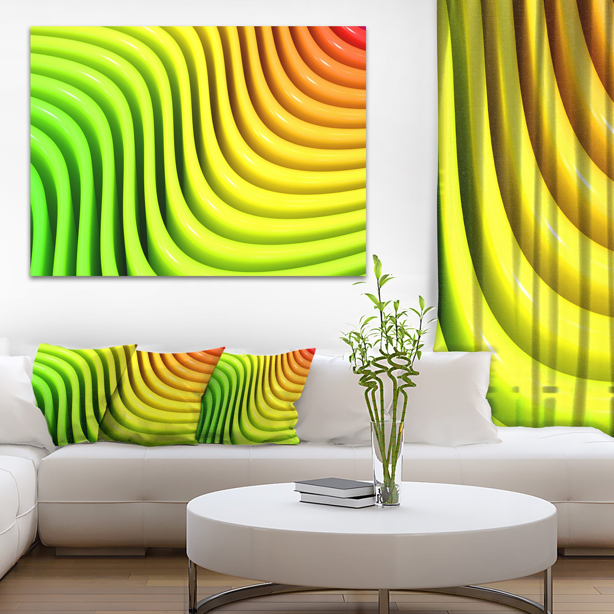 デジタルアート Amazon.com: Designart PT8843-20-12 Rainbow Colors Wave-Abstract 3D