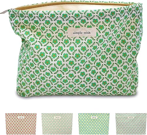 Miniatura 7 de STARDW Bolsas de cosméticos de flores para mujeres y niñas, bolsa de maquillaje de viaje, bolsa de maquillaje de lona de gran capacidad, bolsa