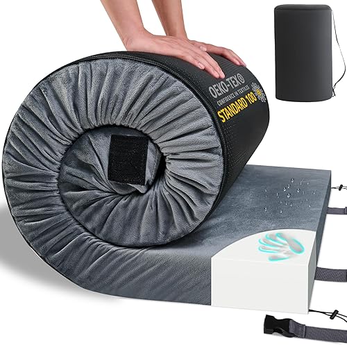 HomeMate CertiPUR-US Memory Foam Camping Mattress Pad Portable Roll Up Mattress for Adults Sleeping Mat Cot Mattress Pad