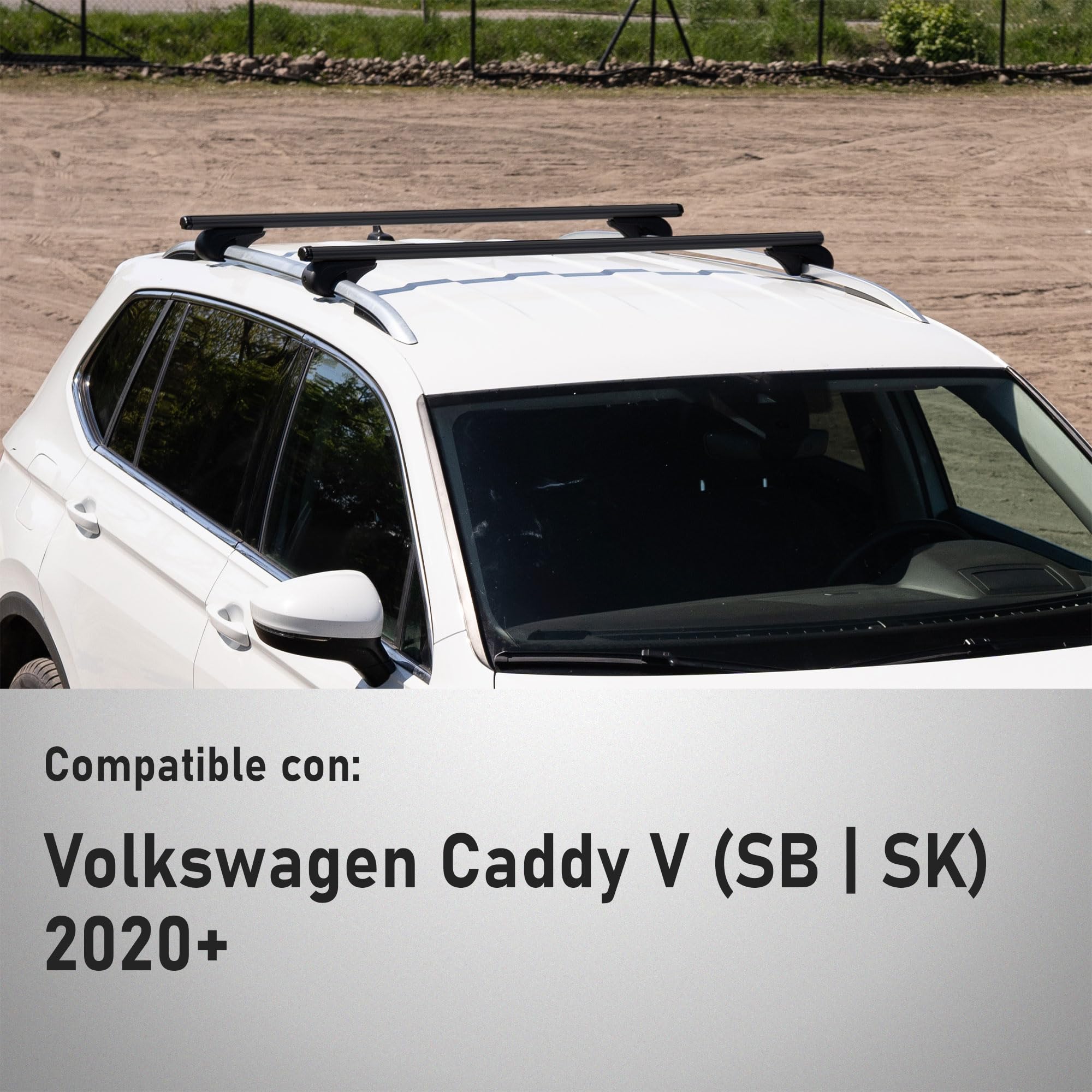 CHROMEMASTER Portaequipajes de Techo, Barras de Techo; Compatible con VW Caddy 2020+; para el Transporte de Cofres de Techo, Portabicicletas, Escaleras | Construcción Duradera de Aluminio