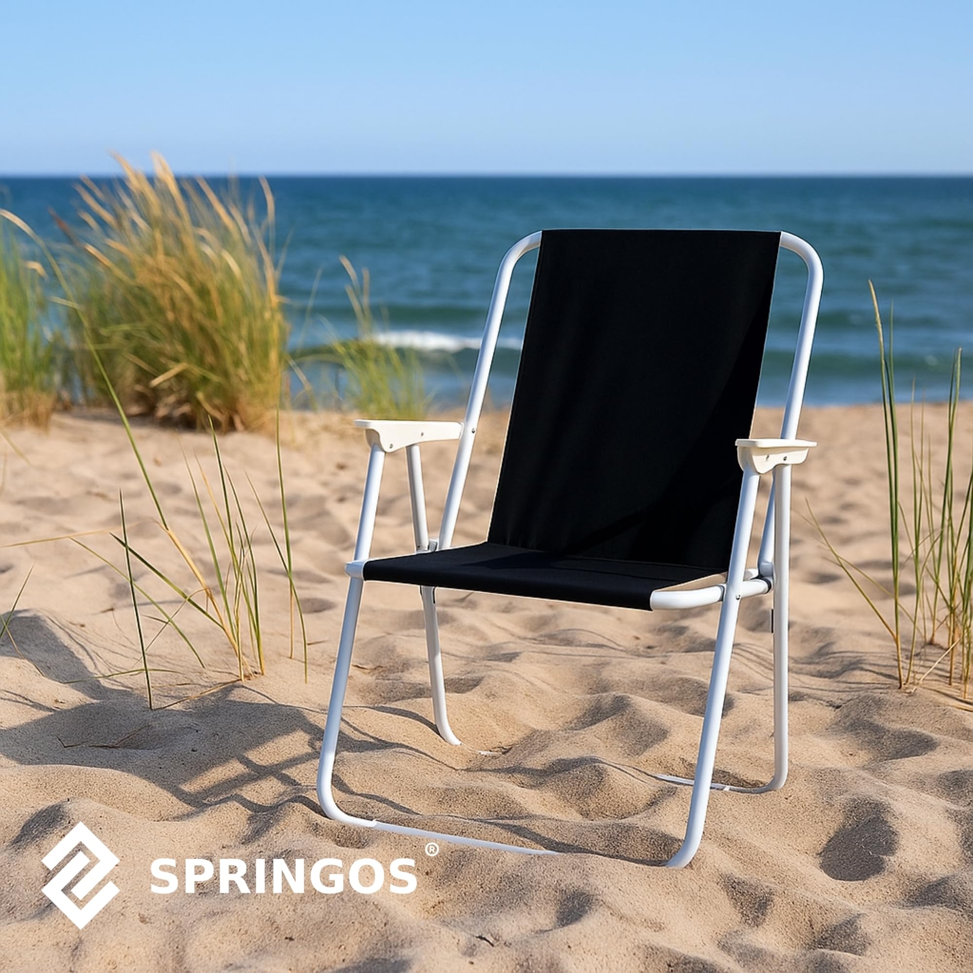 SPRINGOS Sedie pieghevoli con braccioli 58,5 x 52 x 73 cm, 2 pezzi