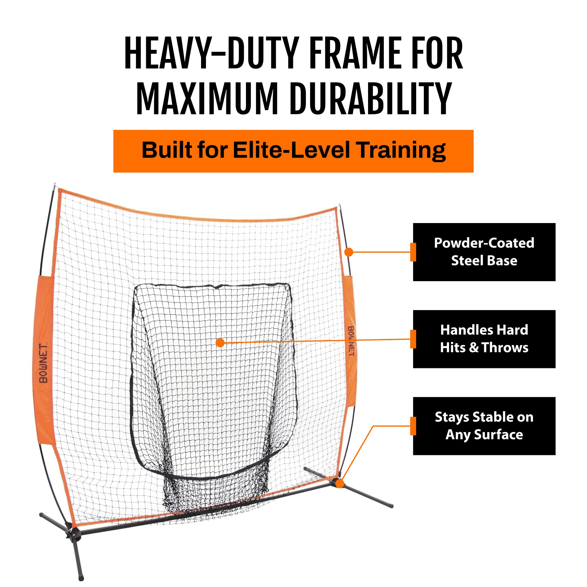 Bownet Big Mouth X Net 7x7 for Baseball & Softball Pitching & Hitting | BOW Frame with E.A.S. Impact Absorption for Extended Net Lifespan | 60-Second No-Tool Setup | Carry Bag Included for Tr product thumbnail 6