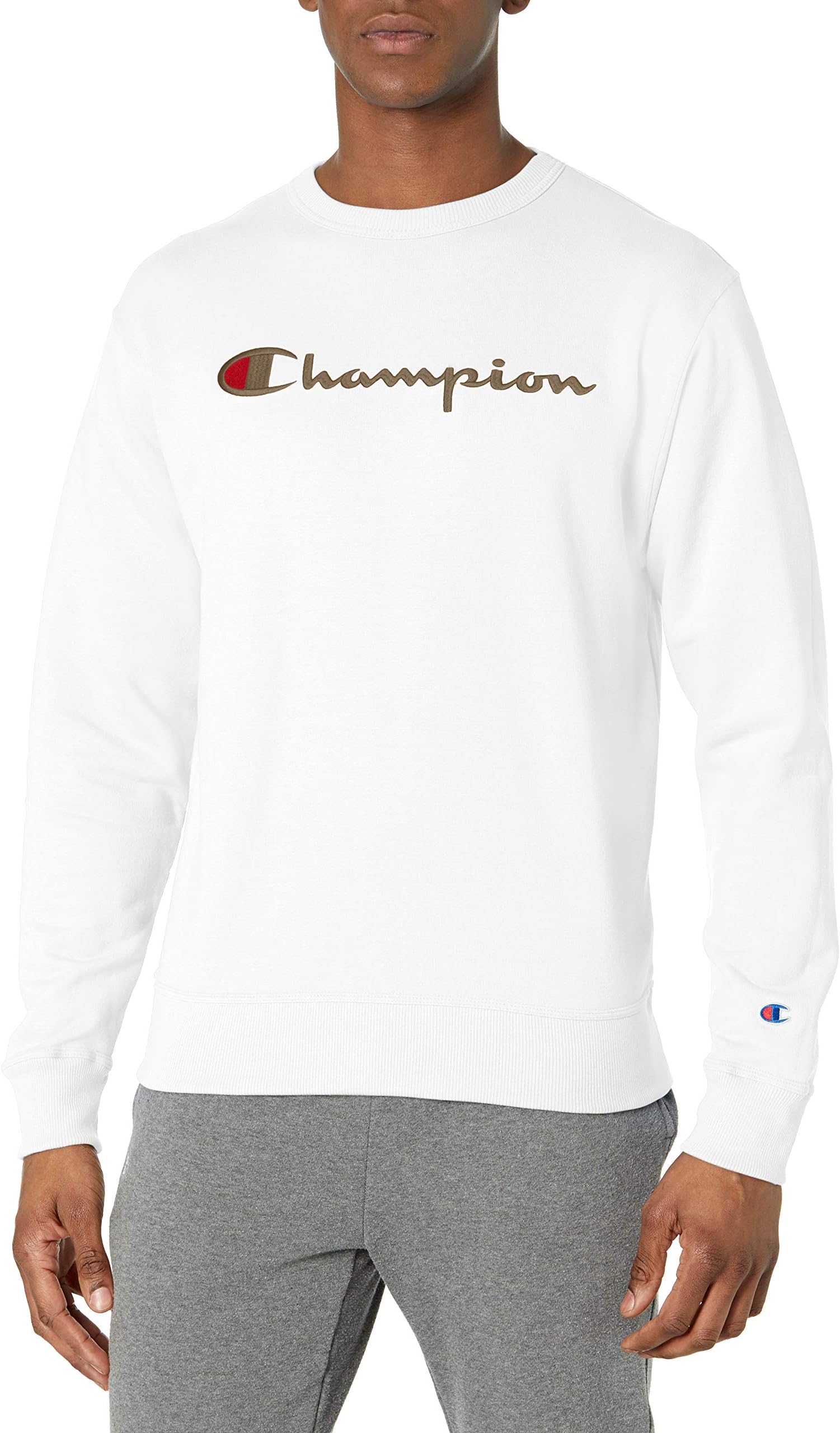 Men's Powerblend Fleece Crew, Multi Color Script