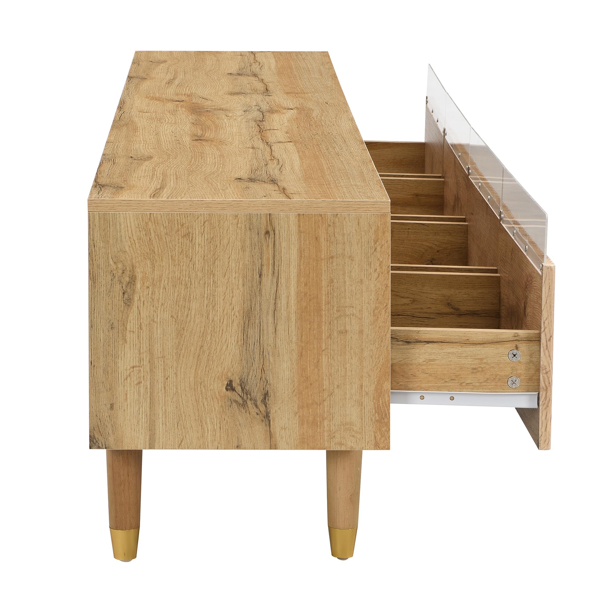Ensemble de meubles LED Merax pour salon, meuble TV 178x35x45cm, avec 4 portes, table basse 110x50x40cm, avec 2 tiroirs, façade en acrylique, éclairage LED avec télécommande, grand espace de rangement