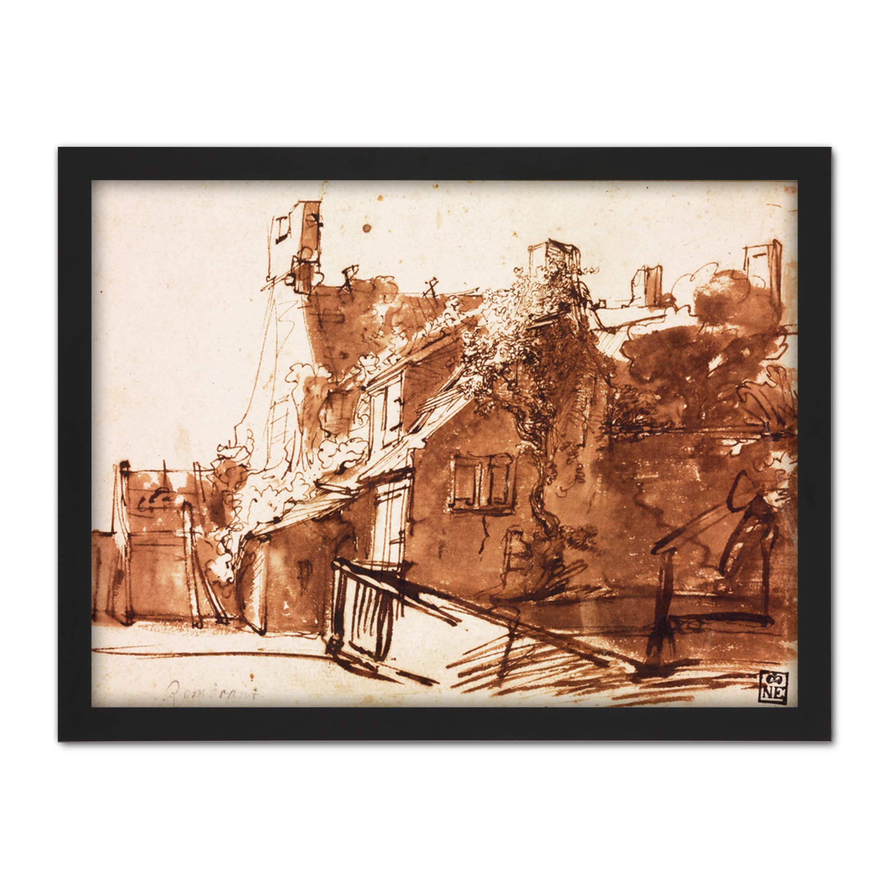 Rembrandt Dutch Farmhouse In Sunlight Large Framed Art Print Poster Wall Decor 18x24