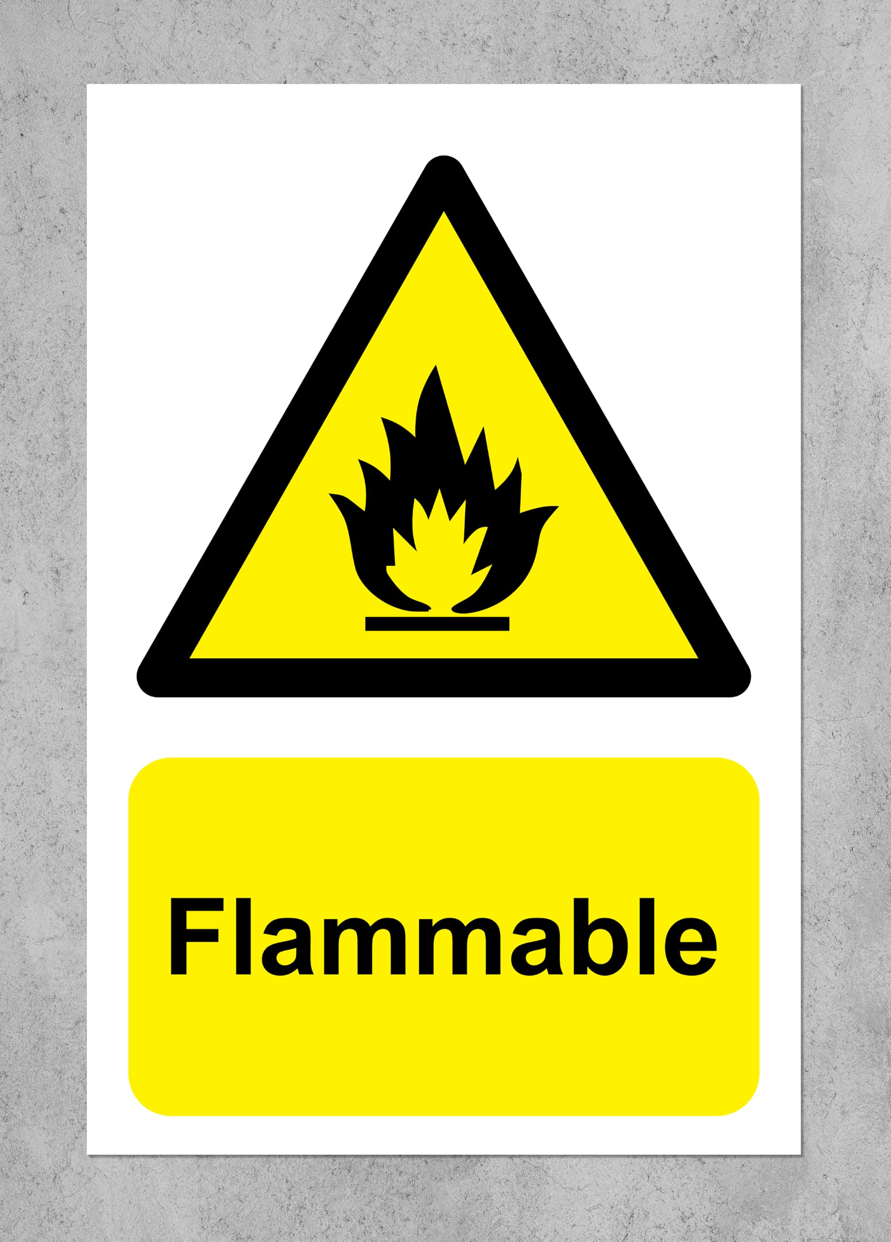 Flammable Safety sign - 1.2mm Rigid plastic 200mm x 150mm
