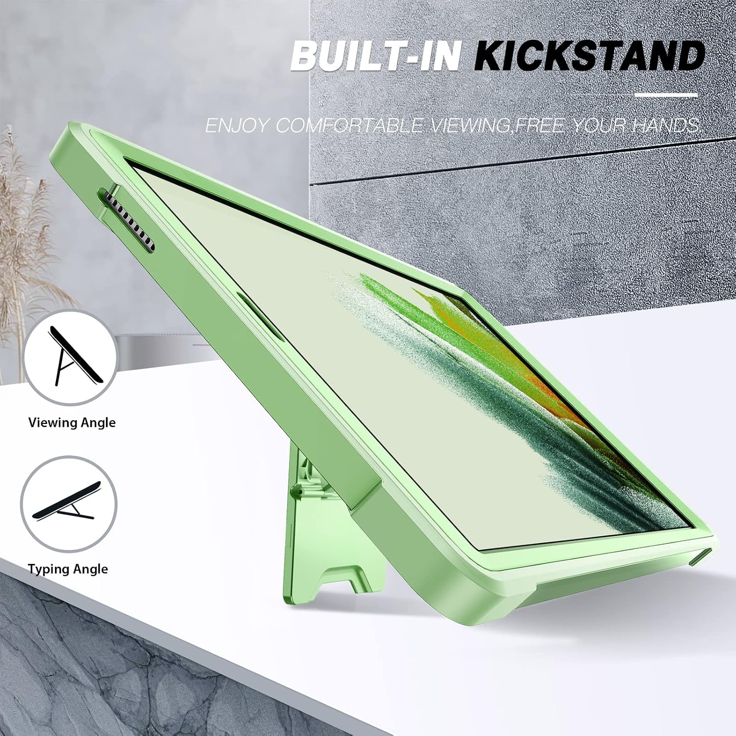 ZtotopCases Samsung Galaxy Tab A7 Lite Case 8.7" with Built-in Screen Protector & Kickstand, Dual-Layer Shockproof Full-Body Protective Cover for 2021 Galaxy Tab A7 Lite (SM-T220/T225/T227) (Green)