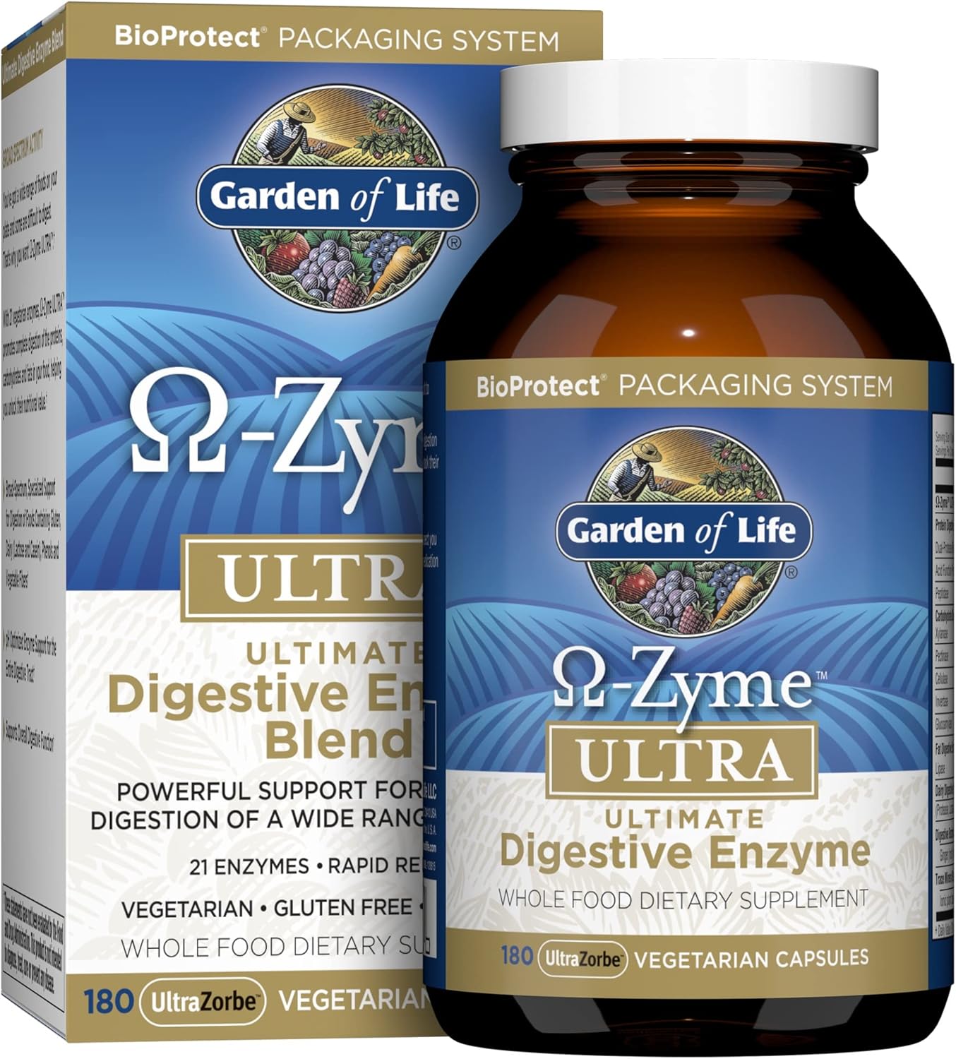 Best Deal Garden of Life Vegetarian Digestive Supplement - Omega Zyme Ultra Enzyme Blend for Digestion, Bloating, Gas, and IBS, 180 Capsules