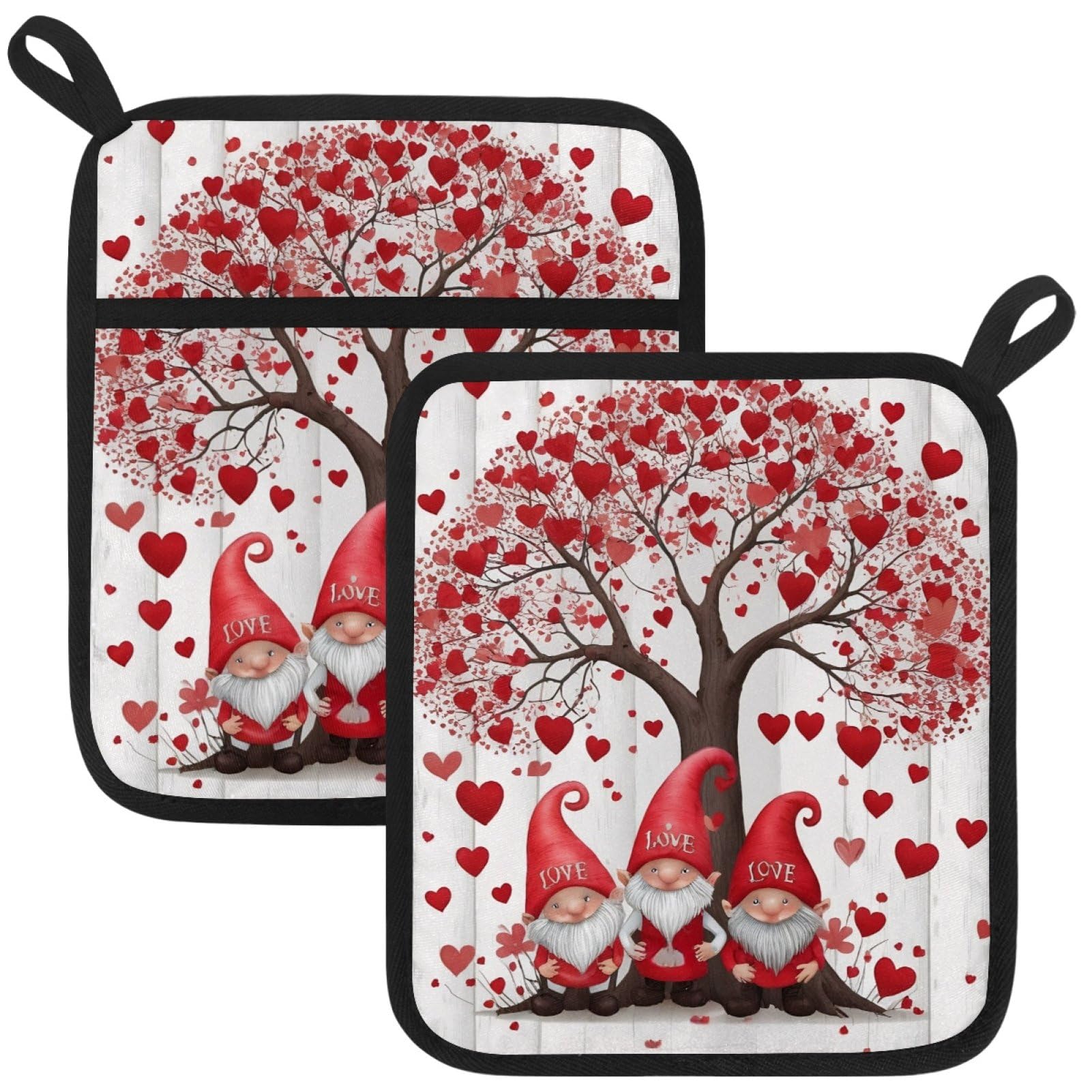 VAPOKF Love Tree Gnome Pot Holder, Heat Resistant Oven Cloths, Potholders & Oven Gloves, for Kitchen Cooking & Baking, Thick & Safe, Protection of Hands From Hot Utensils