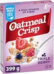 Oatmeal Crisp - Family Size Pack - Triple Berry Cereal Box, Whole Grain is the First Ingredient, 570 Grams Package of Cereal