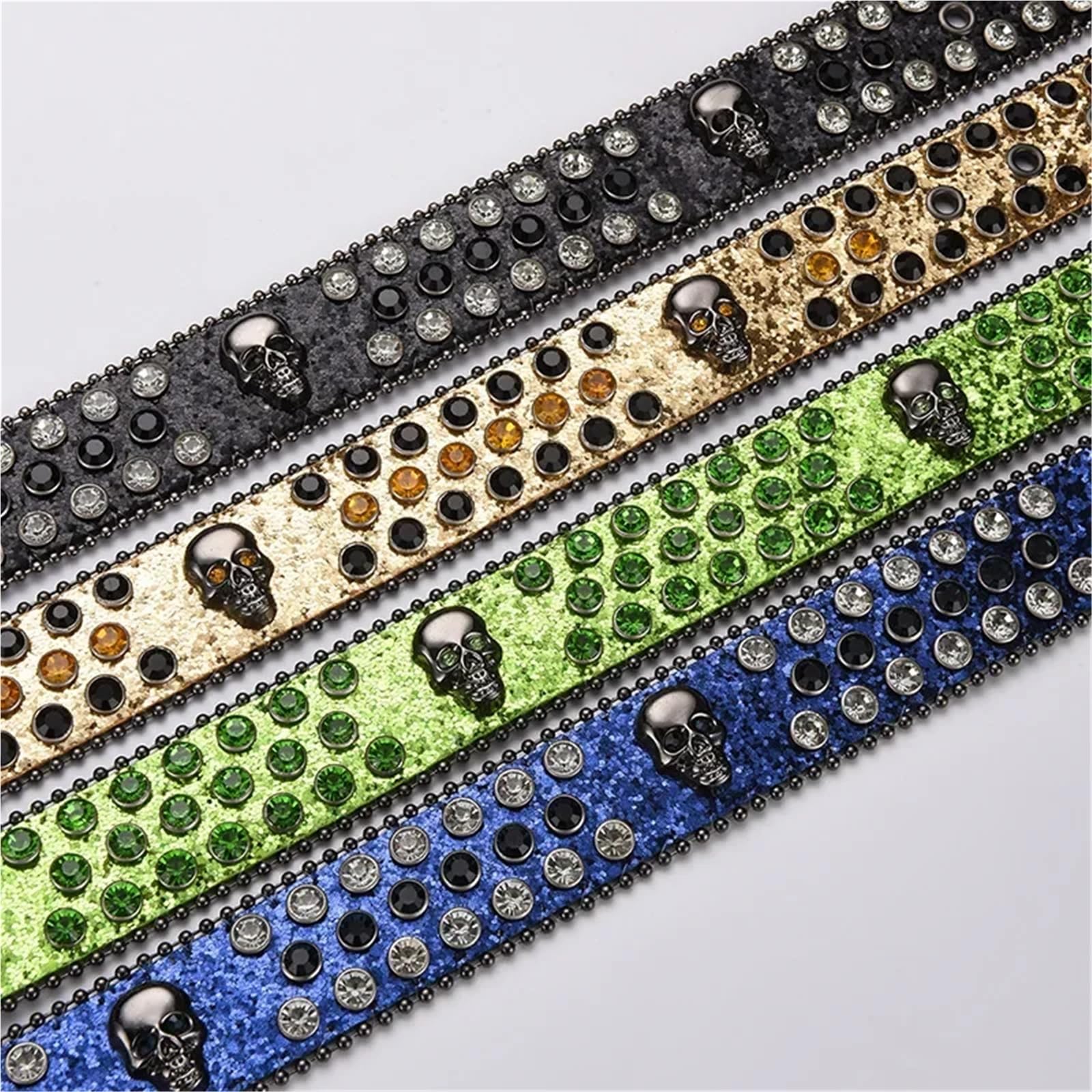 Accessorio da uomo alla moda con strass decorativi hip-hop fibbia for cintura teschio e diamanti stile punk dal continente Per Jeans, Vestiti, Pantaloni