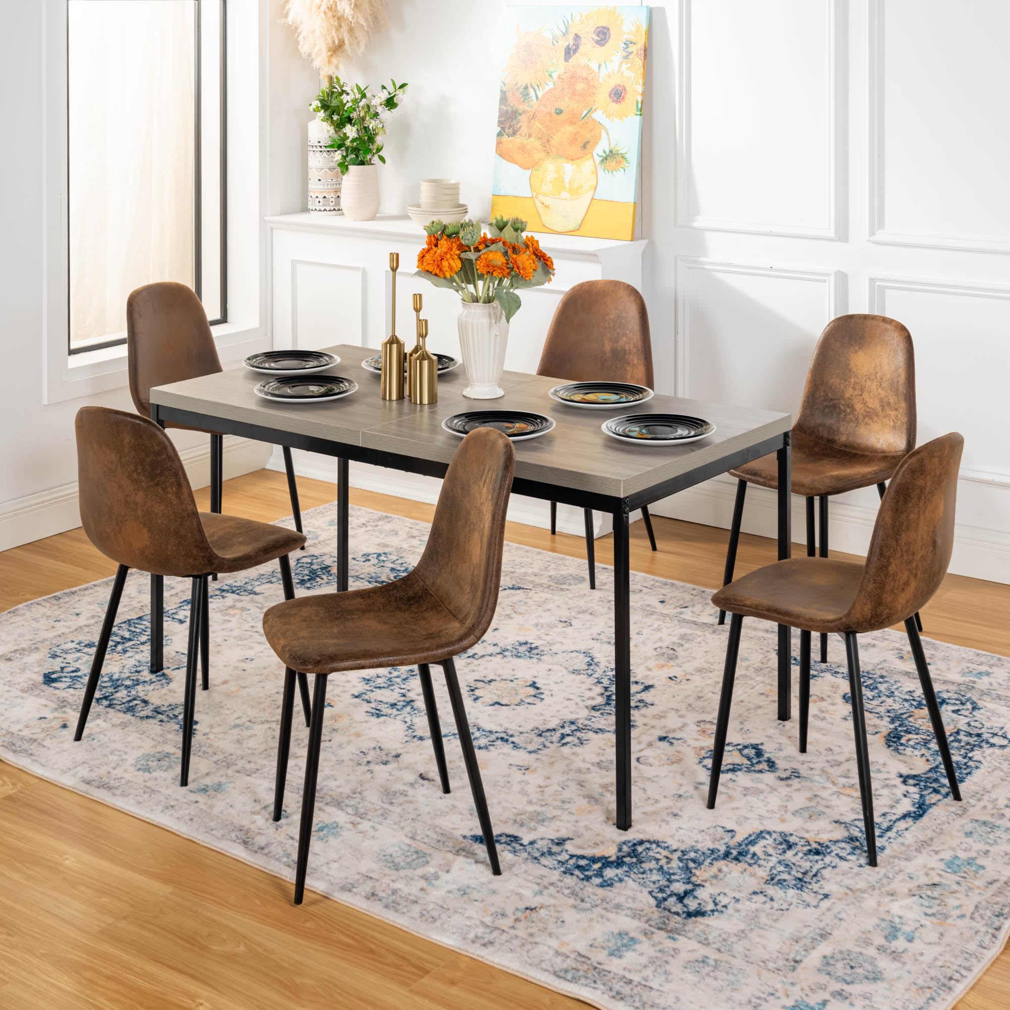FurnitureR Tables de Cafétéria en Grise, Table de Cantine Scolaire pour 4 à 6 Personnes, Plateau en Bois Epais avec Structure Métallique, pour Les Repas et Les Réunions, 150x75x75cm
