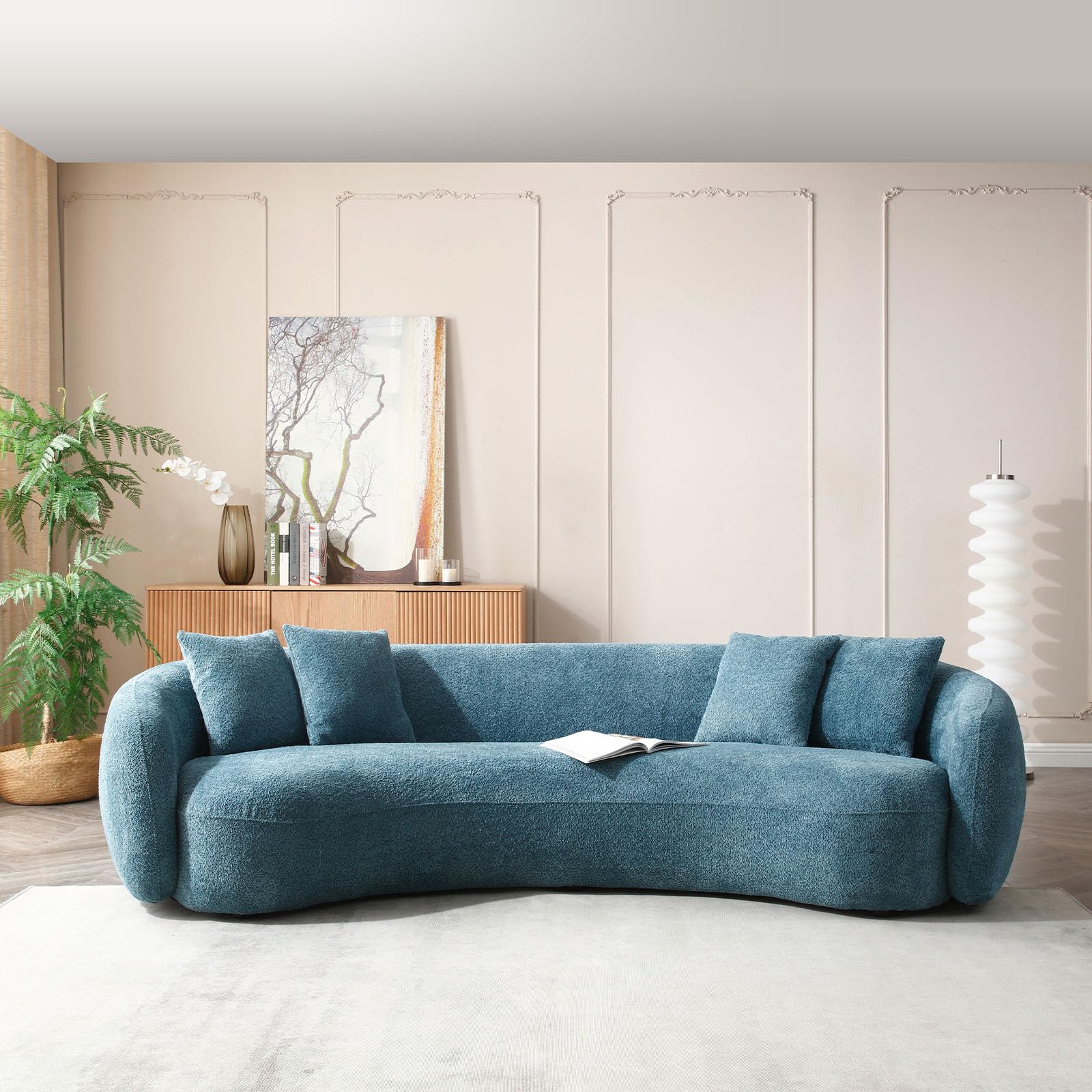 Amazon.com: SSC SATITUNCASA 102“Luxury Modern Boucle Curved Sofa Couch ...