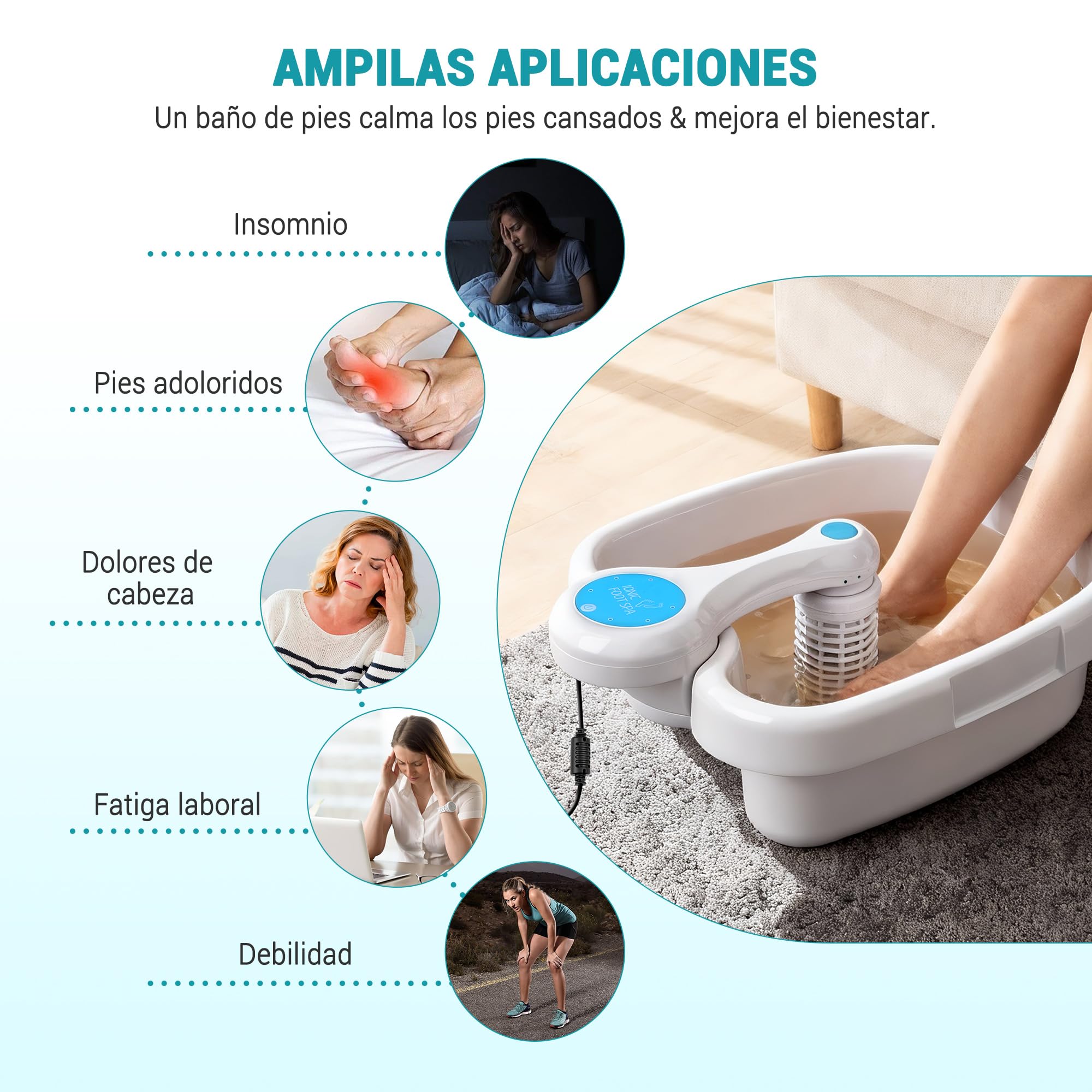 Baño de Pies Iónico Detox, SPA de Un Toque para Casa, Tecnología de Electrolysis y Bienestar