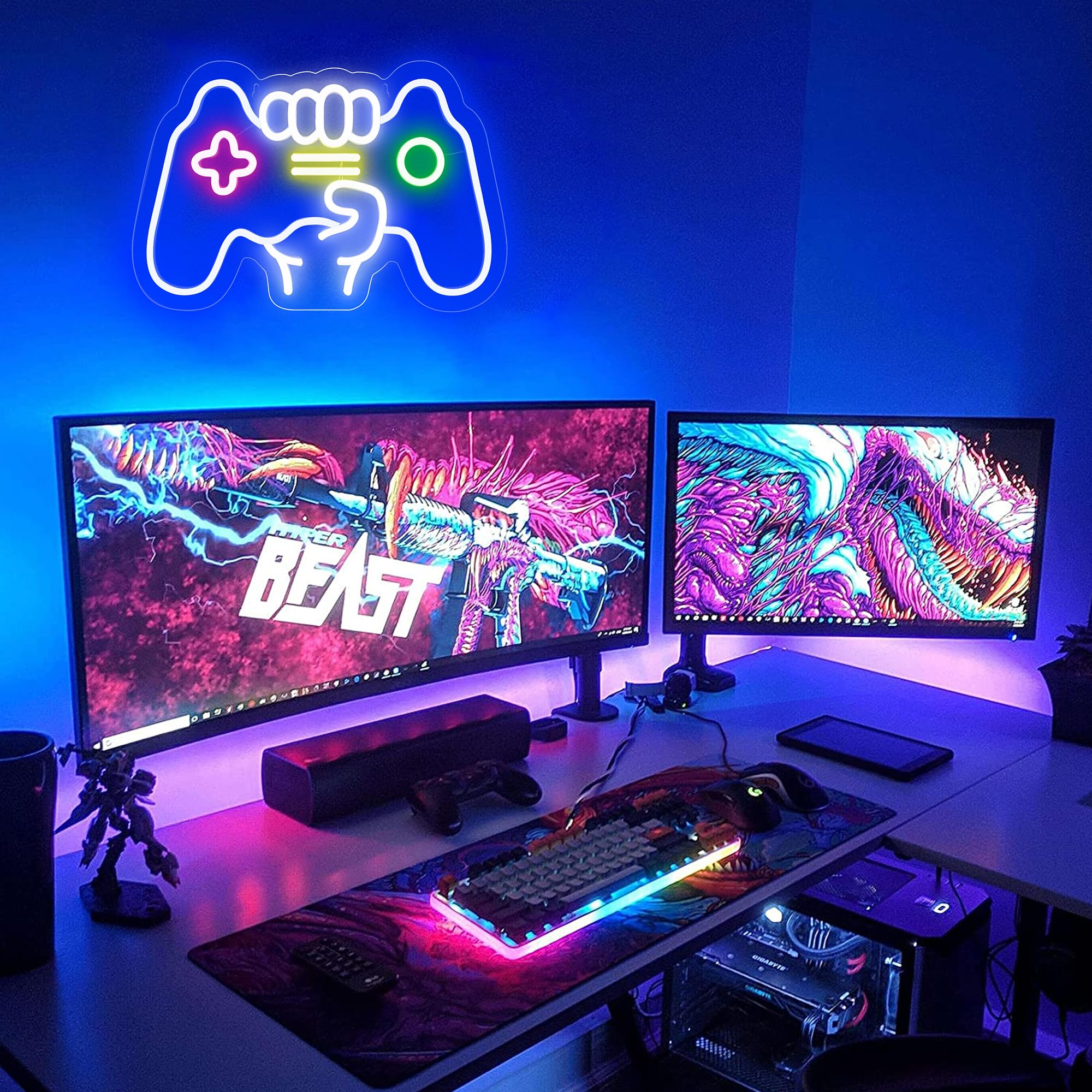 BringLuck2U Gamer Neon Board, Controller Shape Lights Game Room Decor - Gaming Neon Sign per Teen Ragazzo Camera Decor, Dimmerabile Gioco Luce Neon Per La Decorazione Della Parete - Migliori Regali