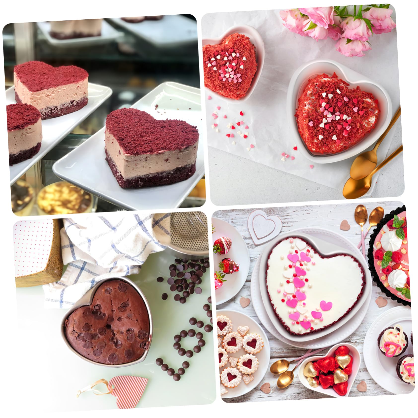 Abaodam 3 Pièces 6 Moule à Gâteau Coeur 8 Pouces Moules En Forme De Coeur Moule à Gâteau Coeur 6 Pouces Formes De Moules à Gâteaux Moules à Gâteaux Coeur Moule à Cake Coeur Outil Cœur