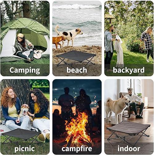 Miniatura 8 de KingCamp Cama elevada para perros con alfombrilla de dormir lavable separada, grande, plegable para mascotas, para exteriores, marco duradero, malla