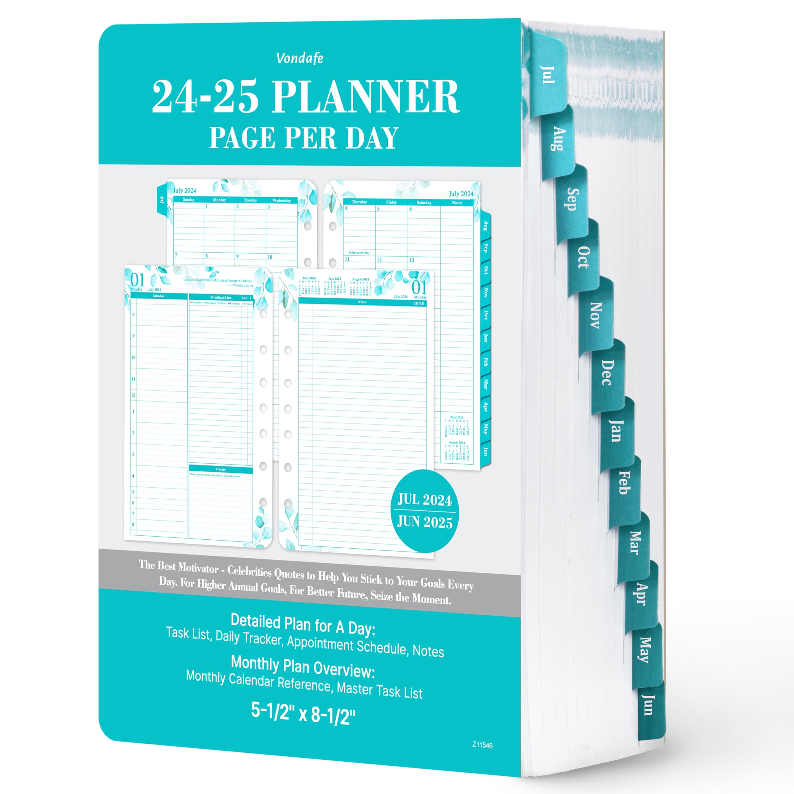 2024-2025 Planner Refills – Jul 2024 - Jun 2025 Planner Refills Two Pages Per Day Daily Planner 2024-2025, 5.5" x 8.4" Daily Organizer, Daily Tracker