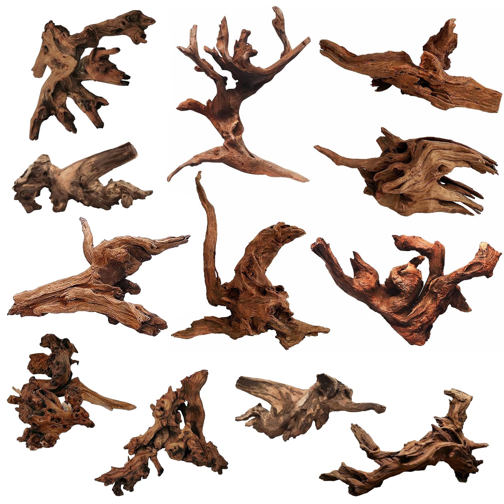 Hamiledyi 12Pcs Natural Driftwood for Aquariums and Lizards