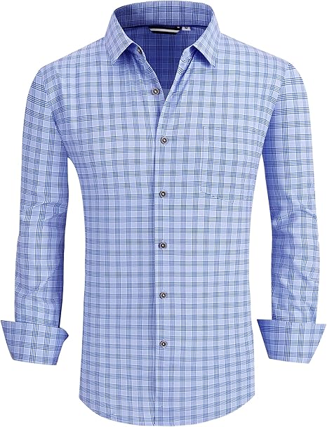 Alex Vando Mens Button Down Shirts Wrinkle Free 4-Way Stretch Print Business Casual Shirt