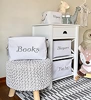 Vista 4 de APPLE PIE ORDER Cesta de guardería, contenedor de almacenamiento y organizador para bebé, pañales, toallitas, libros, juguetes. Caja decorativa