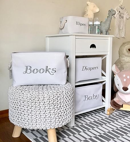 Miniatura 4 de APPLE PIE ORDER Cesta de guardería, contenedor de almacenamiento y organizador para bebé, pañales, toallitas, libros, juguetes. Caja decorativa de