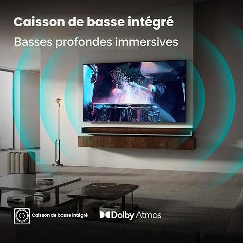 Hisense 65U7Q TV Mini-LED 4K 65" (164 cm) - Série U7 - QLED, 144Hz (HSR 240Hz), 900 Nits, Local Dimming (220 Zones), Dolby Vision IQ, Son 2.1 avec Caisson de Basses intégré, Mode Jeu Pro - 3