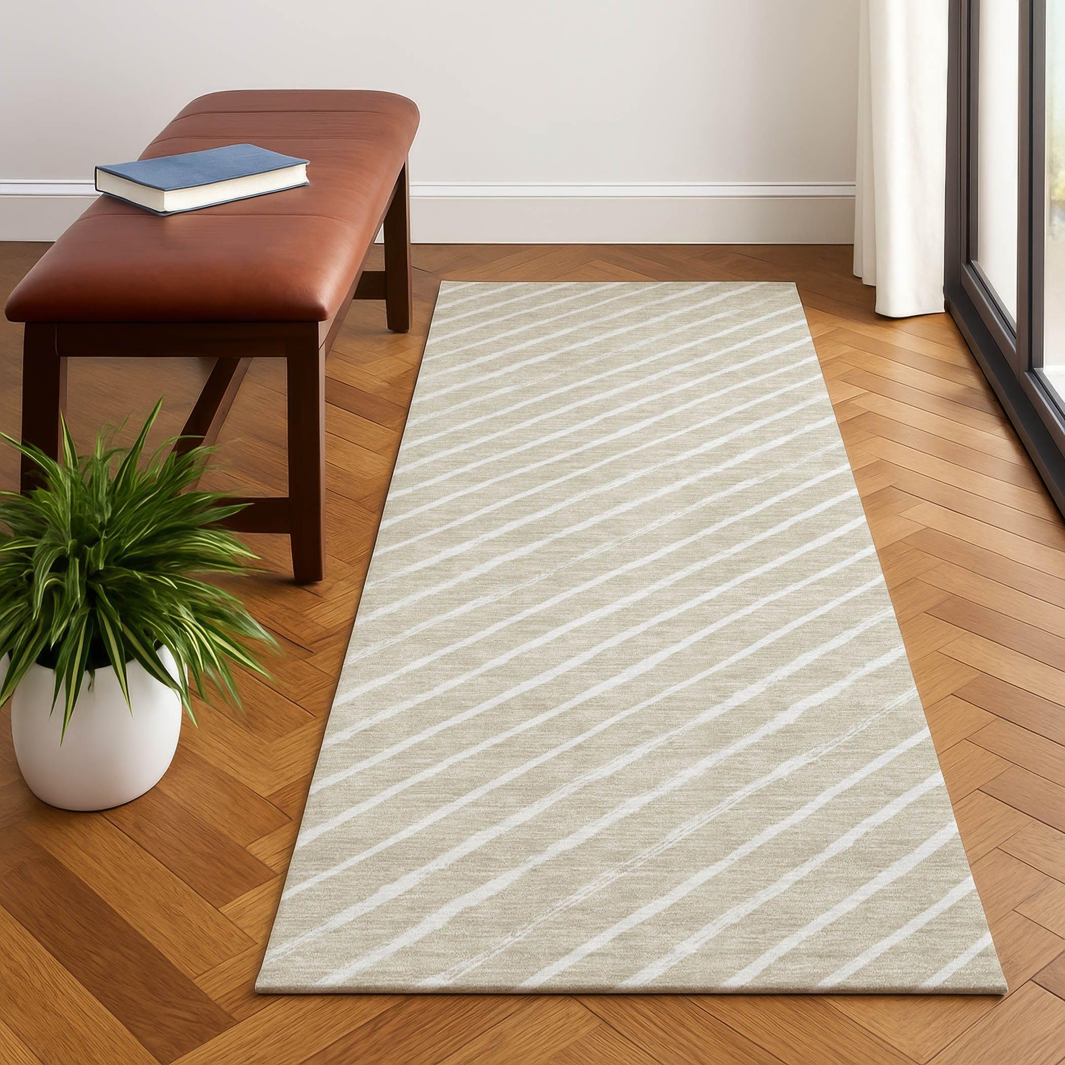 Addison Rugs Mayfield AMF1819 Beige 5’ x7’  Indoor Premium Machine Washable Rug, Silky Soft, Easy Clean, Non Shedding, Bedroom, Living Room, Dining Room, Kitchen Runner Rug