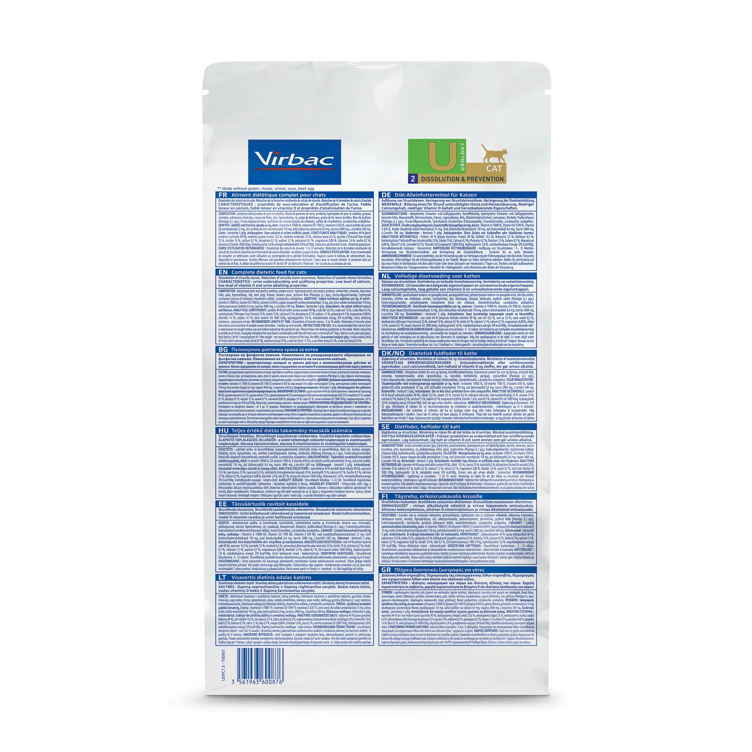 Virbac Veterinary HPM Vet Urology D&P Sac pour Chat 1,5 kg