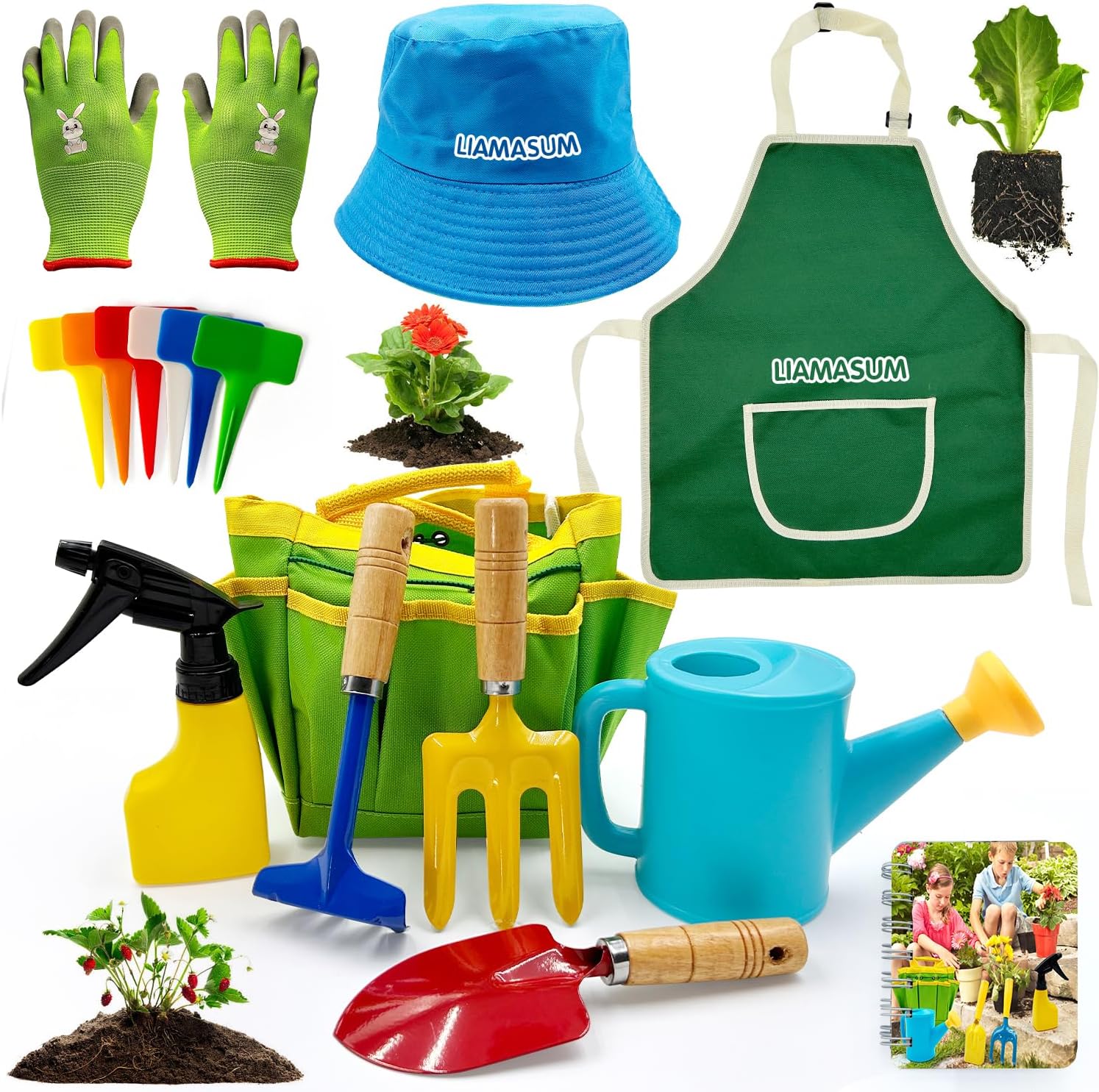 9Pcs Kids Gardening Tools Set with Garden Apron, Gloves