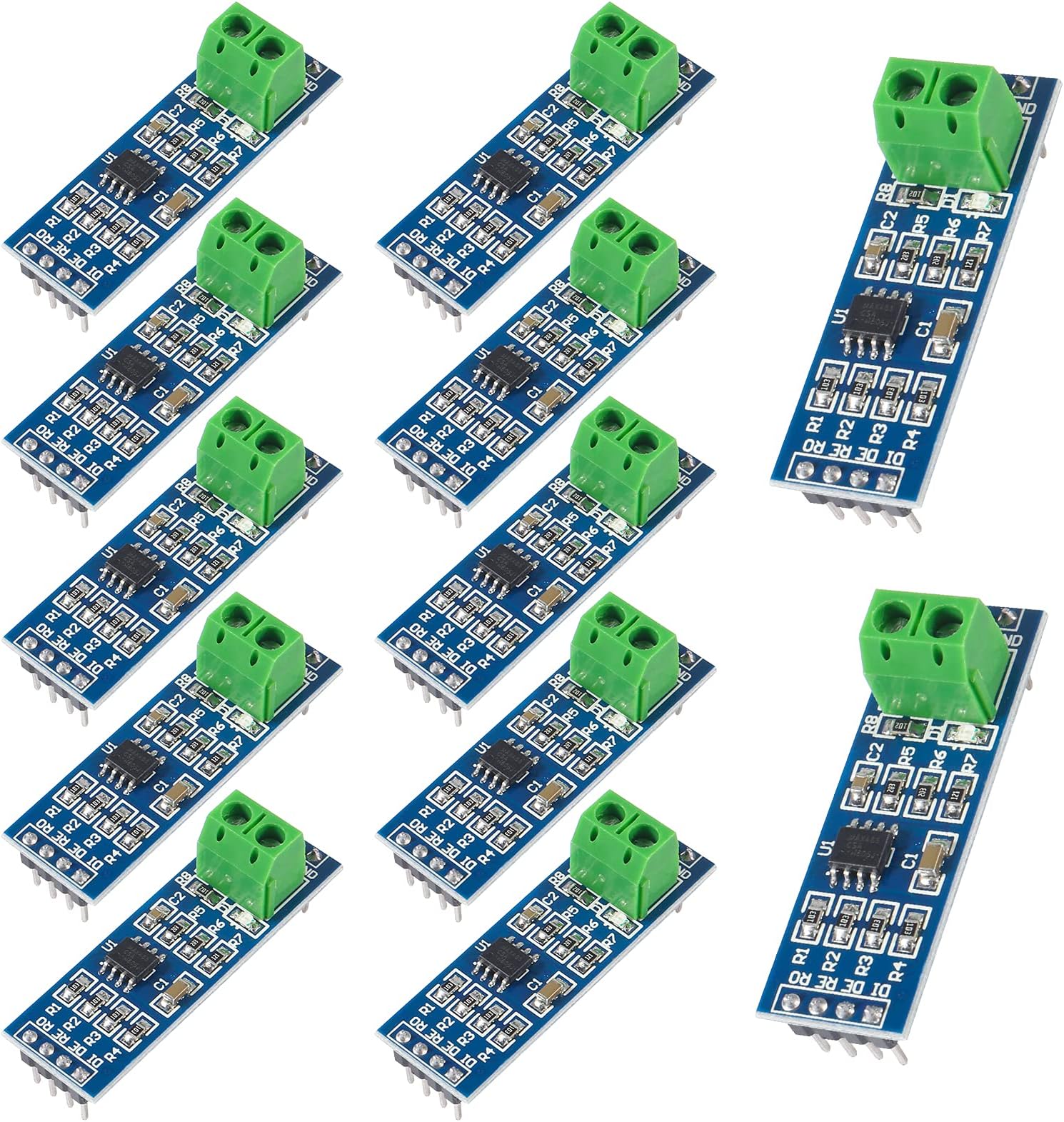 DORHEA 12Pcs MAX485 Transceiver Module TTL UART Serial to RS485 Instrument Interface Module Max458 Chip RS-485 Communication Transceiver 5V SCM Development Board Serial Adapters for Raspberry Pi